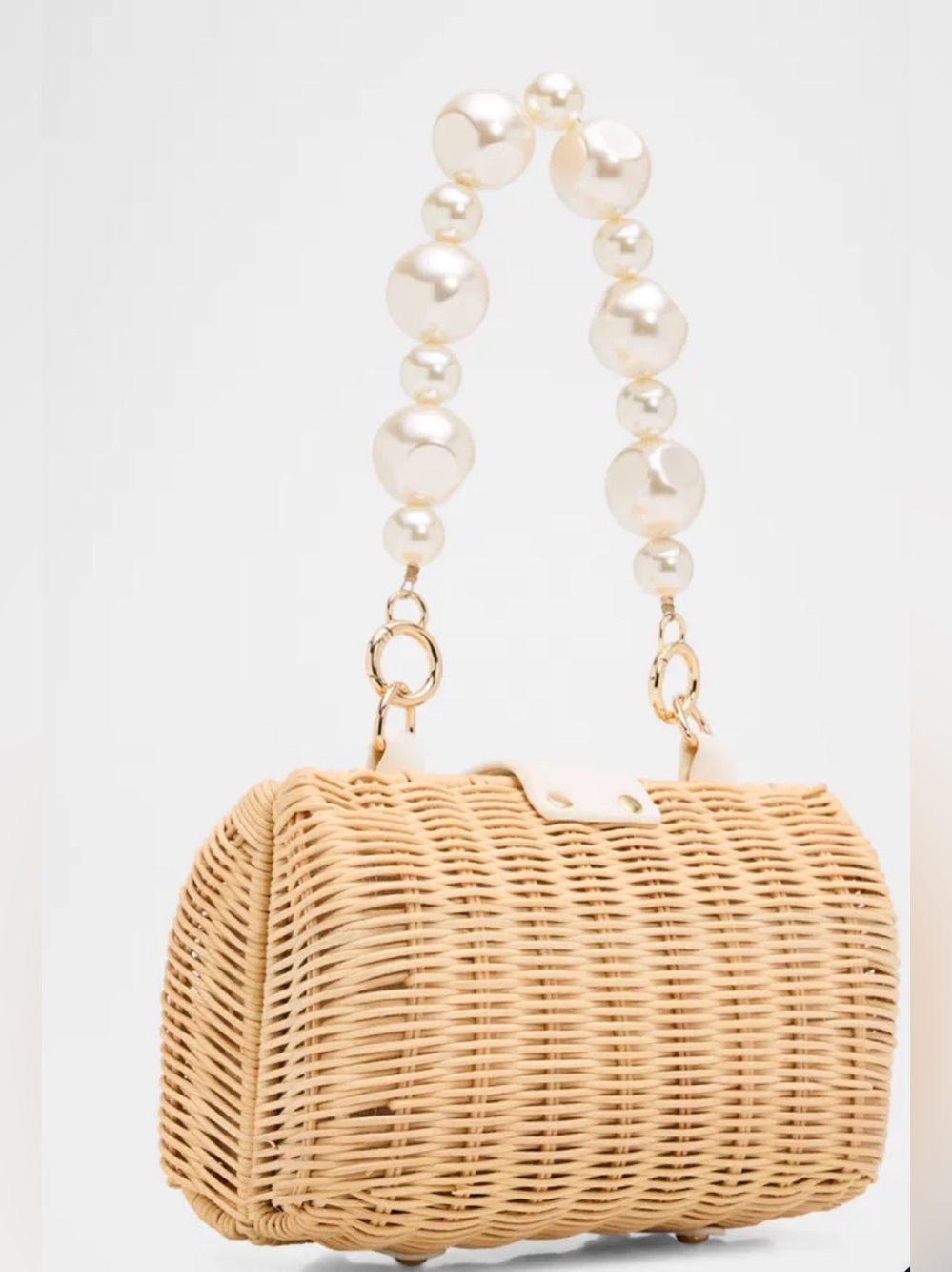 BTB Los Angeles Page Mother-of-pearl Rattan Top Handle Bag Natural NWT - Picture 3 of 12
